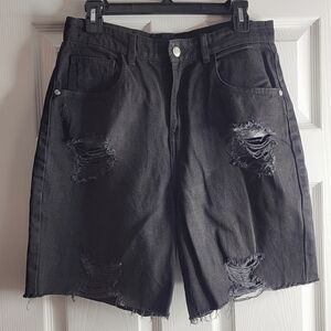 PrettyLittleThing Charcoal Denim Shorts